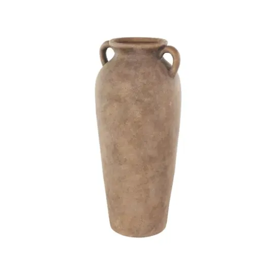 20" Copper Ceramic Antique Style Textured Vase with Handles {3}