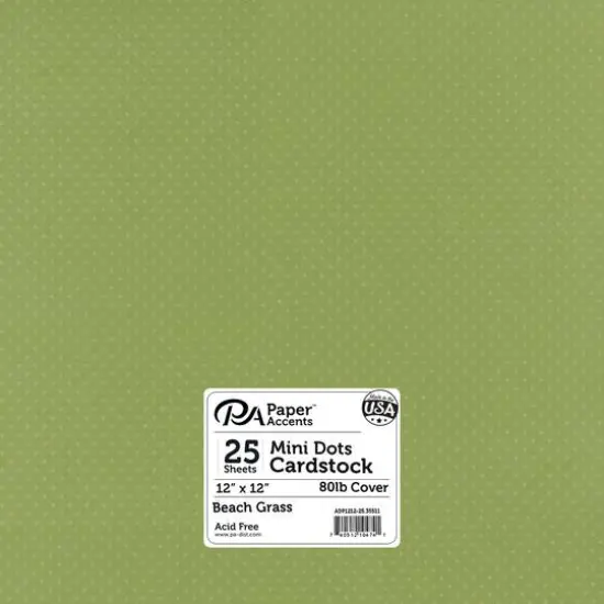 PA Paper&trade; Accents 12" x 12" 80lb. Mini Dot Cardstock, 25 Sheets Beach Grass {1}