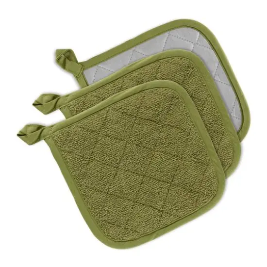 DII&reg; Terry Cloth Potholders, 3ct. Antique Green {1}
