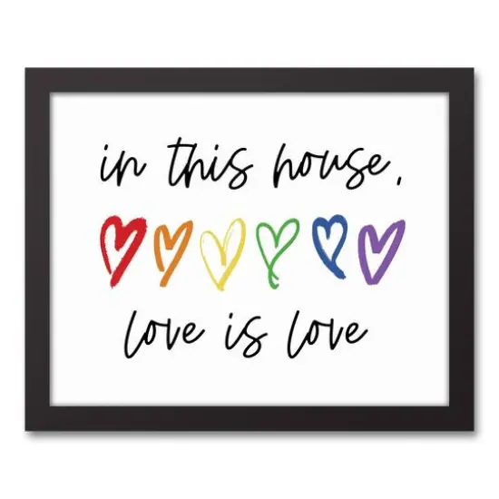 Love Is Love House Black Framed Canvas Wall Art {1}