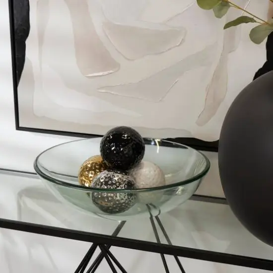 4" Hammered Detail Ceramic Ball Sculpture Set {3}