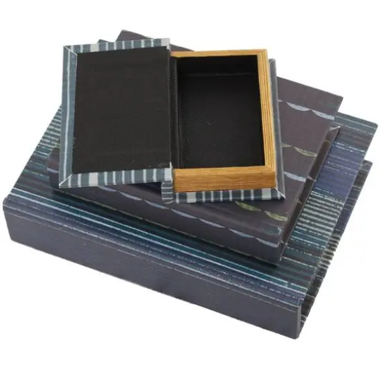 Gray & Blue Stripe Faux Leather Faux Book Box Set {5}