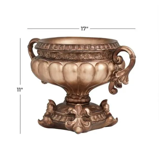 Bronze Polystone Traditional Decorative Bowl, 11" x 17" x 11" {7}