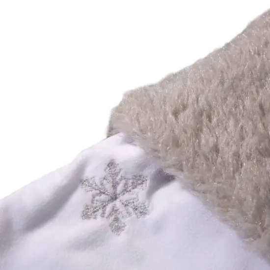 Glitzhome&reg; 21" White Fleece with Christmas Tree & Snowflake Stocking, 2ct. {6}