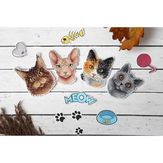 MP Studia Who Said Meow? Magnets Plastic Canvas Counted Cross Stitch Kit {5}