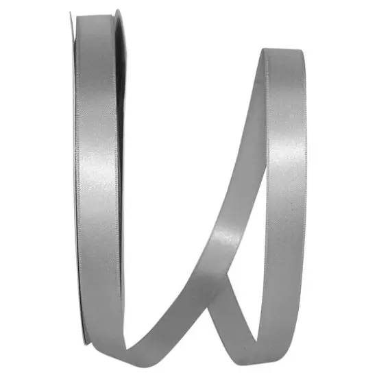 JAM Paper 5/8" x 100yd. Double Face Satin Allure Ribbon Shell Gray {1}