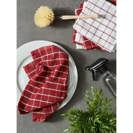 Barn Red Combo Windowpane Dishcloth, 6ct. {9}
