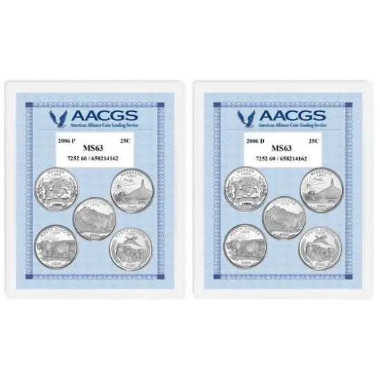 2006P & 2006D Statehood Quarters Graded MS63 Brilliant Uncirculated  {1}