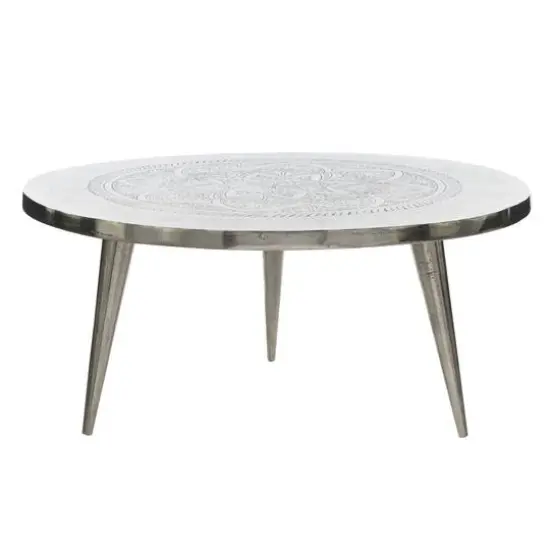 Silver Aluminum Traditional Coffee Table {5}