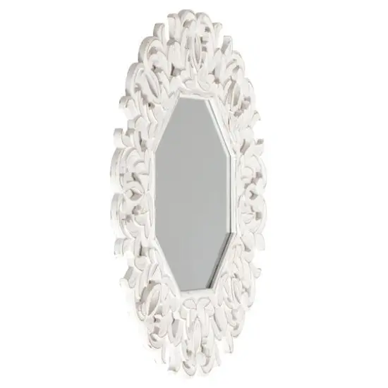 Habitat Tull 30" White Carved Octagonal Wall Mirror {5}
