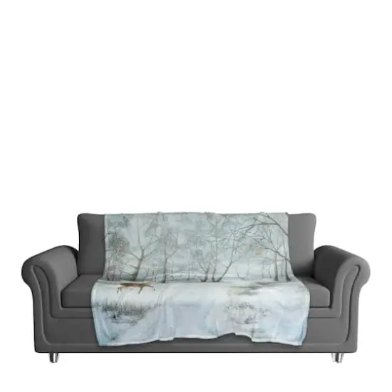 Doe Walking In The Snow 50x60 Coral Fleece Blanket {4}