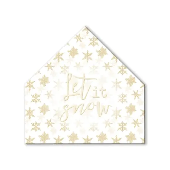 Cream & Gold Snowflakes House Shaped Canvas Wall Art {1}