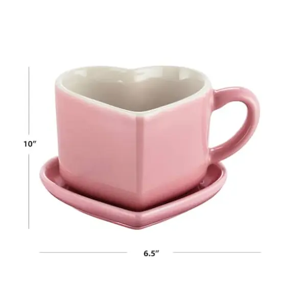 Miss Valentine Pink Ceramic Candy Heart Mug & Saucer {6}
