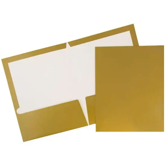 JAM Paper Glossy Laminated Two Pocket Folders, 100ct. Gold {1}