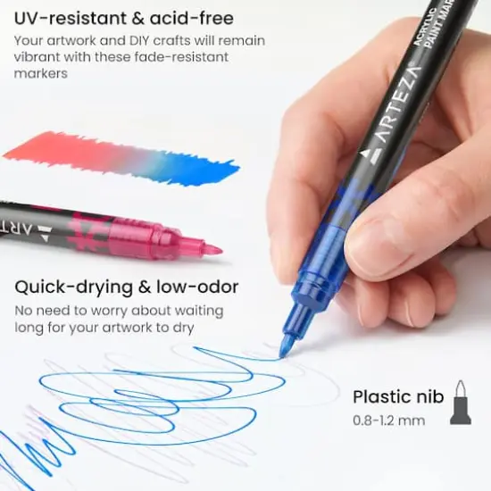 Arteza&reg; Bright Colors Extra Fine Acrylic Paint Marker Set {5}