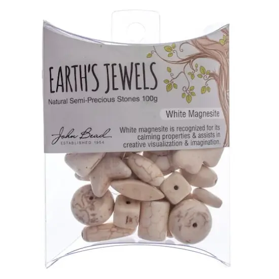 John Bead Earth's Jewels Natural Stone Bead Assortment, 100g White Magnesite {3}