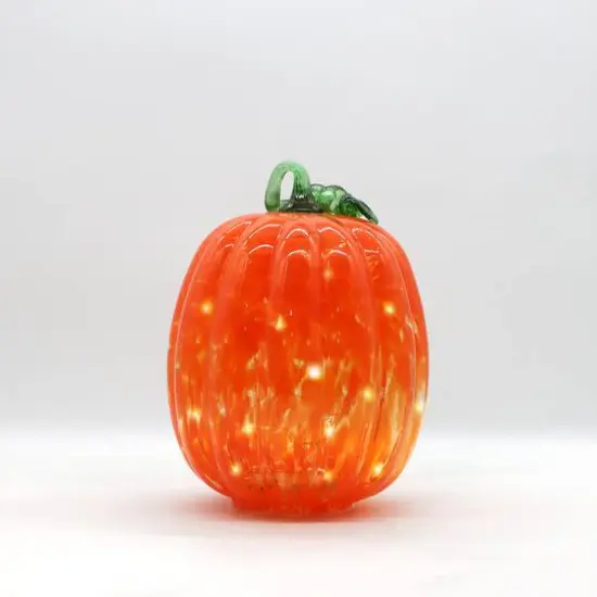 Large Warm White LED Orange Glass Pumpkin by Ashland® {3}