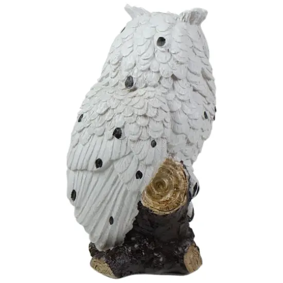 6" White Owl Perched on a Branch Outdoor Garden Statue {5}
