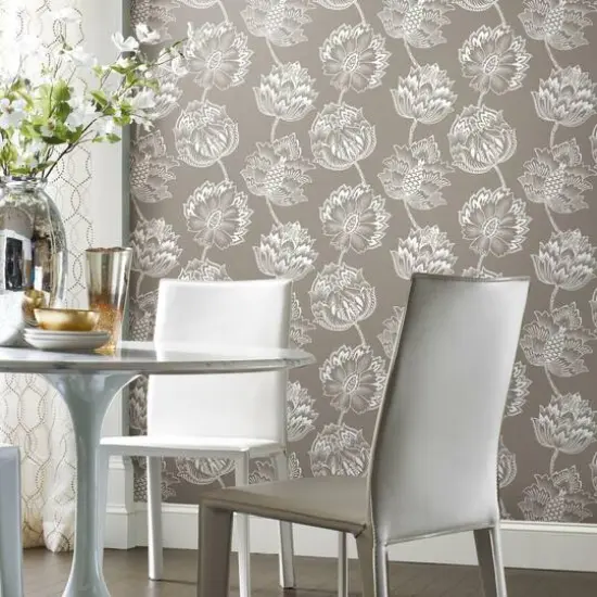 RoomMates Batik Jacobean Peel & Stick Wallpaper Taupe and White {7}