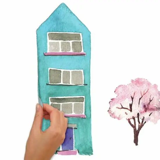 RoomMates Watercolor Village Peel & Stick Wall Decals {4}