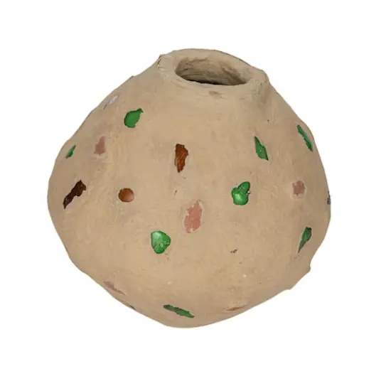Hello Honey&reg; 13" Multicolor Handmade Paper Mache Vase with Embedded Glass, Shells & Wood Pieces {1}