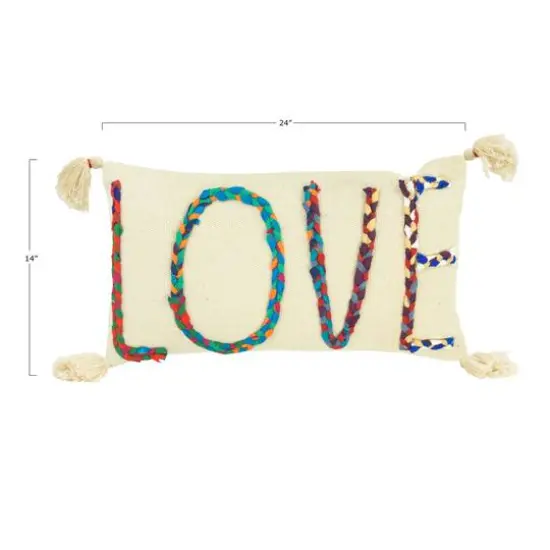 Love Chindi Appliqued Cotton Pillow {10}