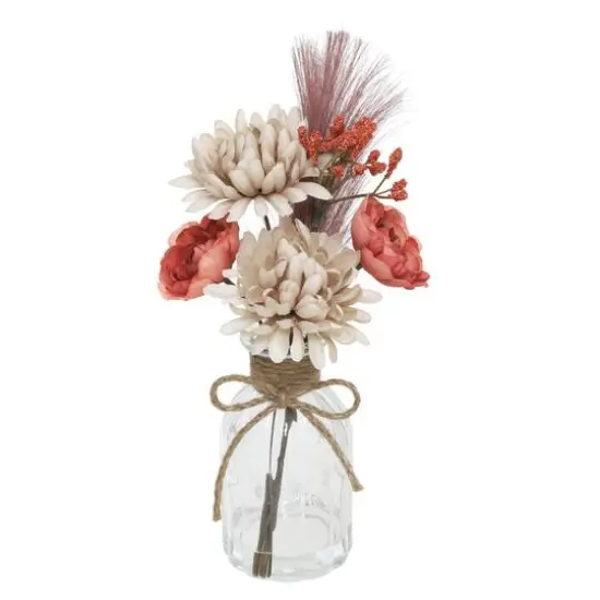 11.5" Pink & Cream Mum & Pampas in Glass Container by Ashland&reg;  {1}