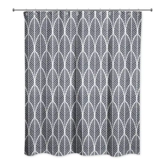 Leaf Shower Curtain Navy {3}