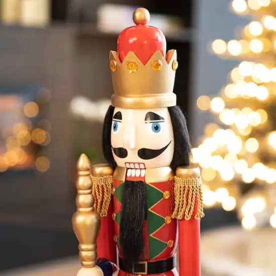 Glitzhome&reg; 24" Wooden Christmas King Nutcracker {5}