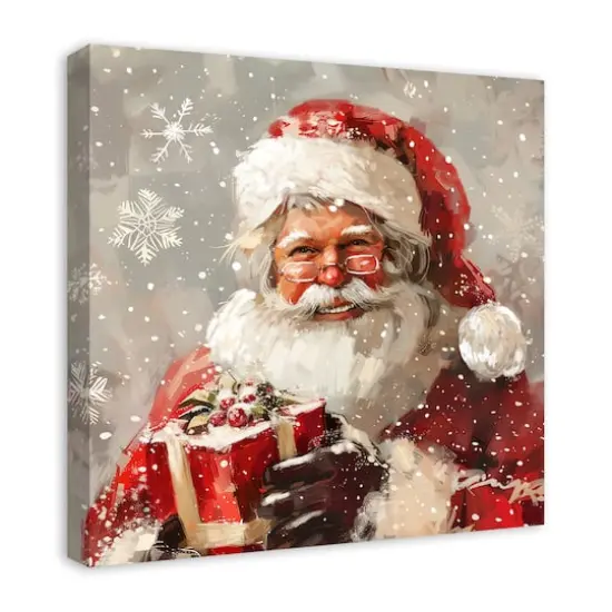 Happy Neutral Santa 24" x 24" Canvas Wall Art {3}
