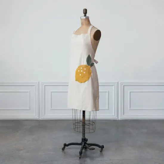 Hello Honey&reg; Embroidered Cotton & Linen Apron with Lemon Pocket {4}