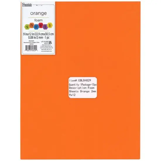 Essentials by Leisure Arts 9" x 12" Foam Sheets, 15ct. Orange {1}