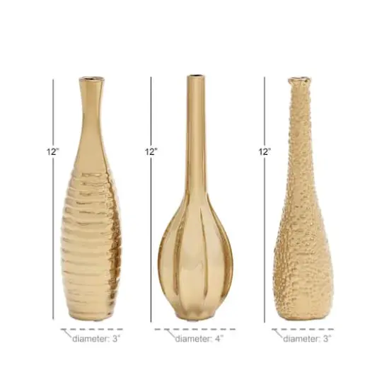 12" Gold Stoneware Glam Vase Set {8}