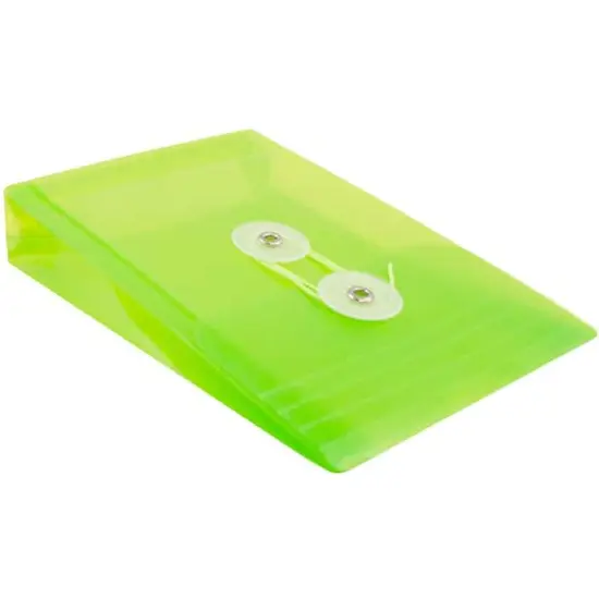 JAM Paper 4.25" x 6.25" Plastic Button & String Tie Closure Envelopes, 12ct. Lime Green {5}