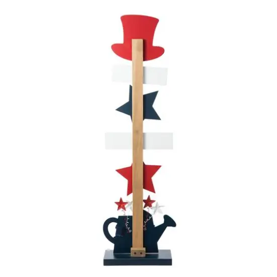 Glitzhome&reg; 35.7" Patriotic Americana Wooden Top Hat Porch Sign {8}