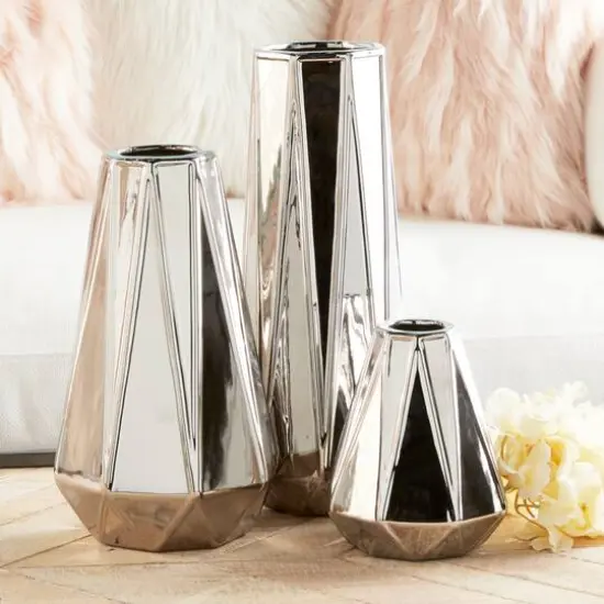 CosmoLiving by Cosmopolitan Silver Stoneware Glam Vase Set {7}