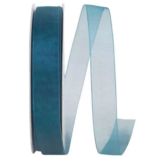 JAM Paper 7/8" x 100yd. Chiffon Mono Sheer Ribbon Teal {1}
