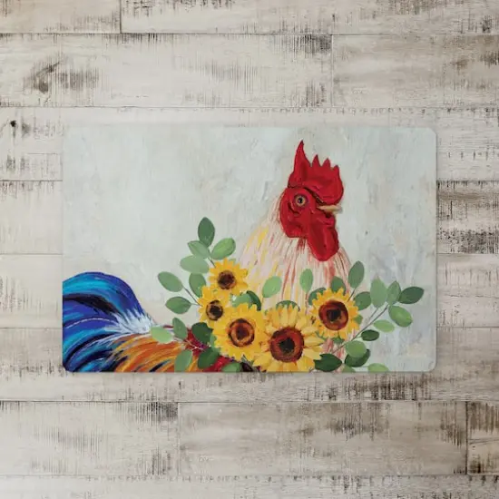 18" x 27" Rooster with Sunflowers Floor Mat {3}