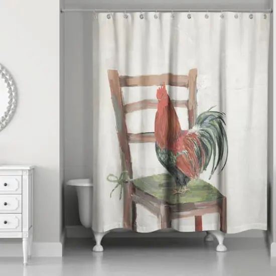 Rooster on a Chair 71" x 74" Shower Curtain {1}