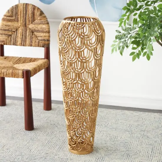 35" Gold Art Deco Arches Aluminum Vase {3}