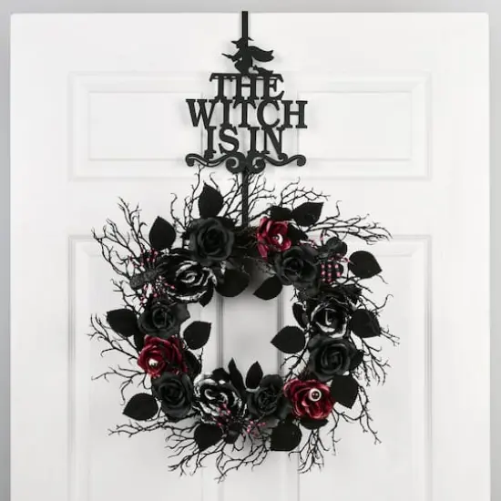 18" Halloween The Witch Is In Wreath Hanger {5}