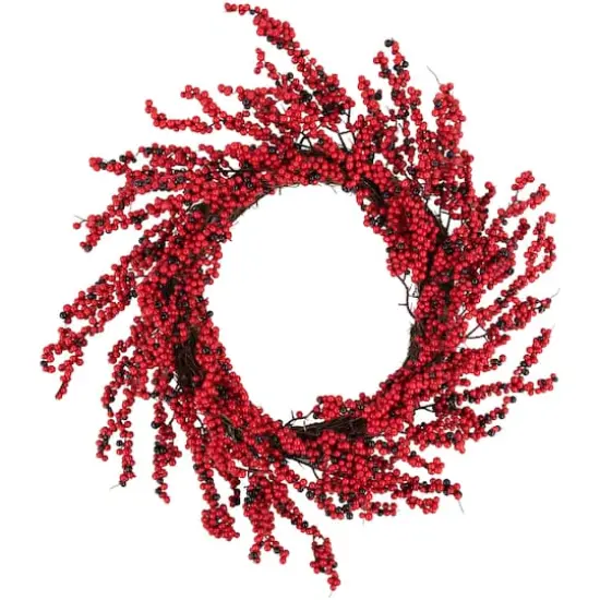 22" Red & Brown Berry Christmas Wreath {4}