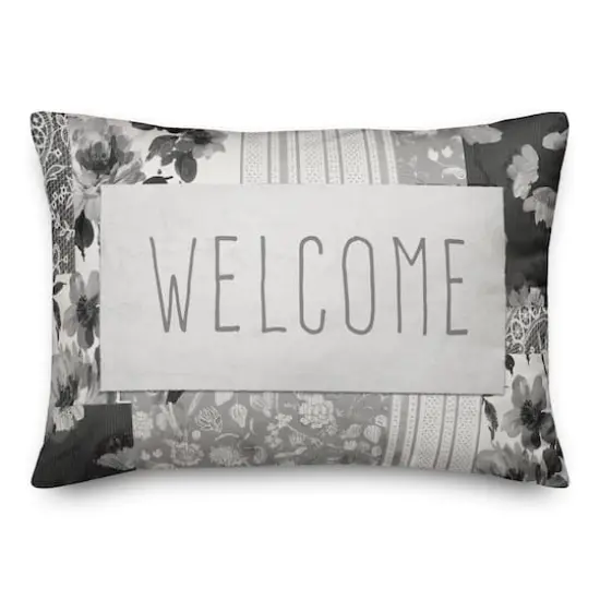 Spring Floral Patchwork Pillow 14" x 20" Throw Pillow {1}