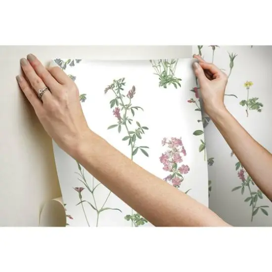 RoomMates Botanical Print Peel & Stick Wallpaper Green and Pink {7}