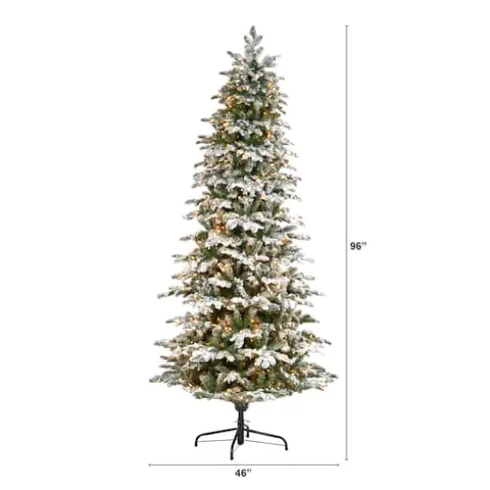 8ft. Pre-Lit Flocked North Carolina Fir Artificial Christmas Tree with Warm White LED Lights {3}
