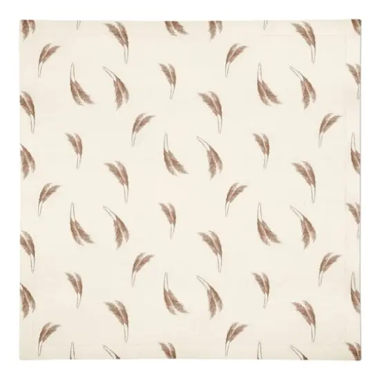 Feather Grass Cotton Twill Napkin Cream and Rust {1}