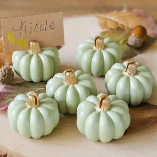 Kate Aspen&reg; Mini Green Pumpkin Place Card Holder Set {1}