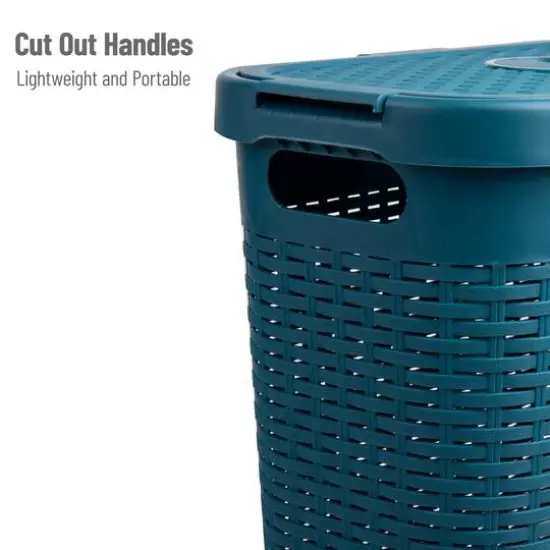 Mind Reader 23.5" Plastic Slim Laundry Hamper Blue {5}