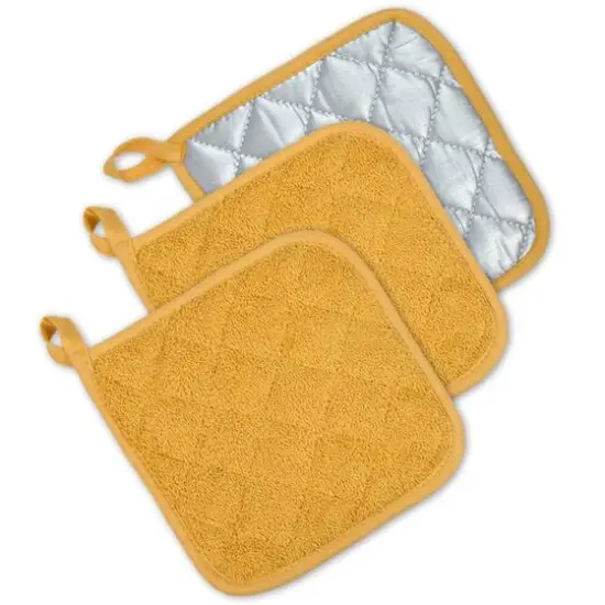 DII&reg; Terry Cloth Potholders, 3ct. Mustard {1}