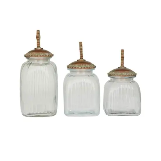 Brown Polystone Traditional Decorative Jar Set {5}